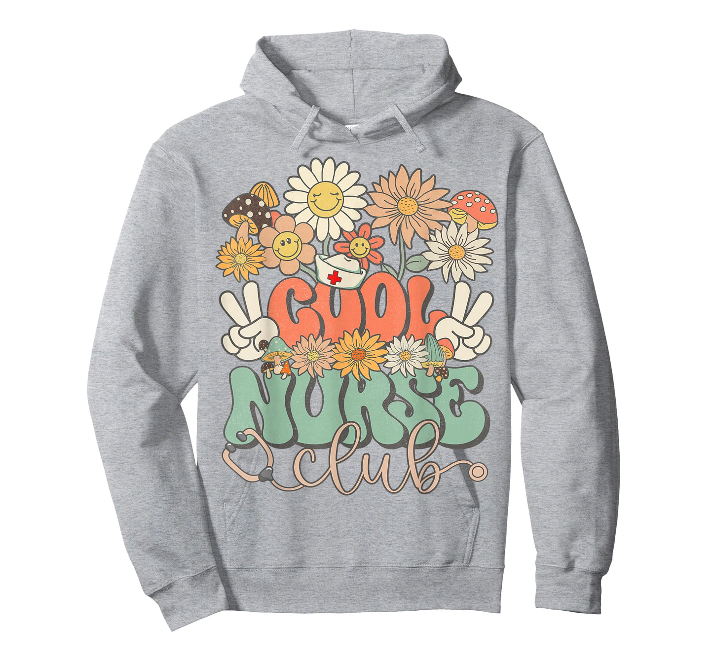 Cool Nurse Club Floral Hippie Groovy Retro Daisy Funny Nurse T-Shirt