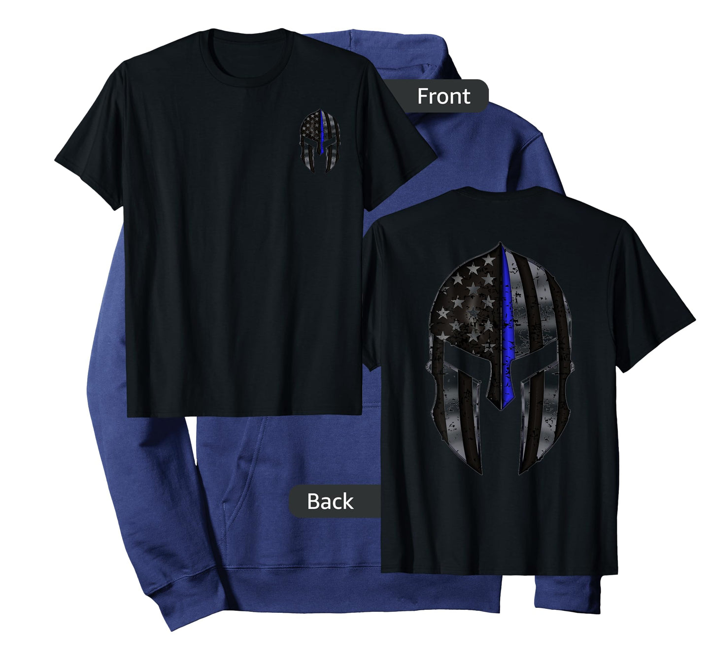 Spartan Mask American Flag Wit Thin Blue Line T-Shirt for Women Kids Men