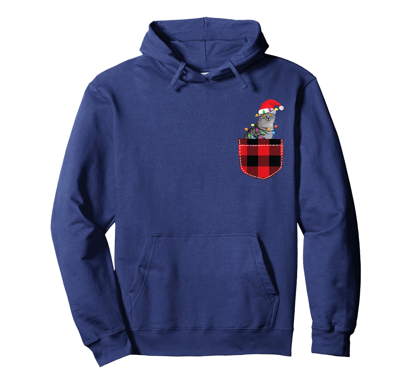 Cat in Pocket Shirt Women Men Funny Cat Christmas Plaid T-Shirt