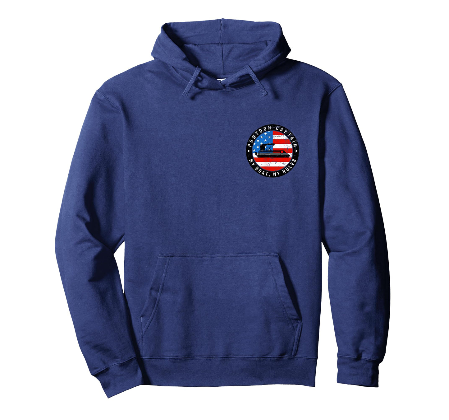 (2 Sided Print) Pontoon Captain US Flag 4th of July Boating T-Shirt