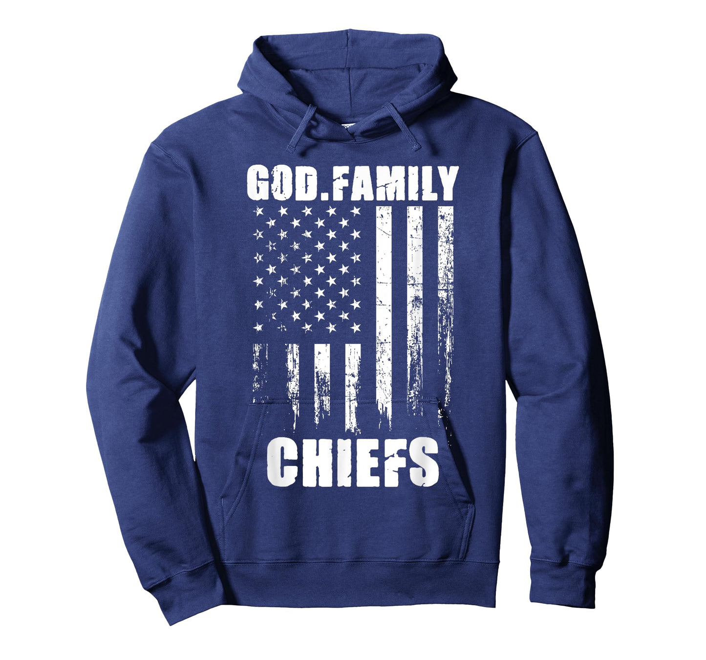 God. Family. Chiefs. Vintage USA Flag T-Shirt