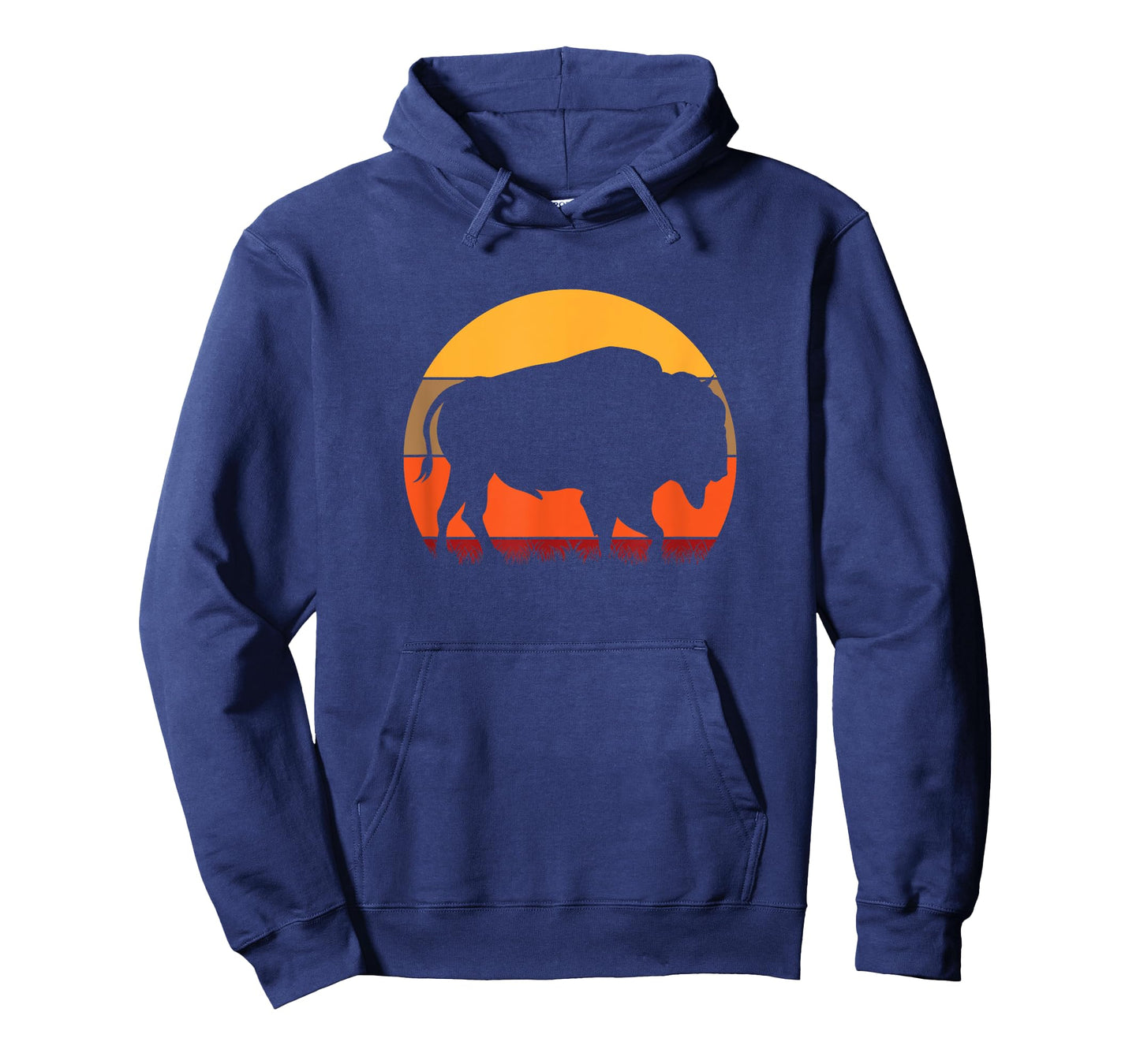 Bison - Great American Buffalo With A Vintage Retro Sunset T-Shirt