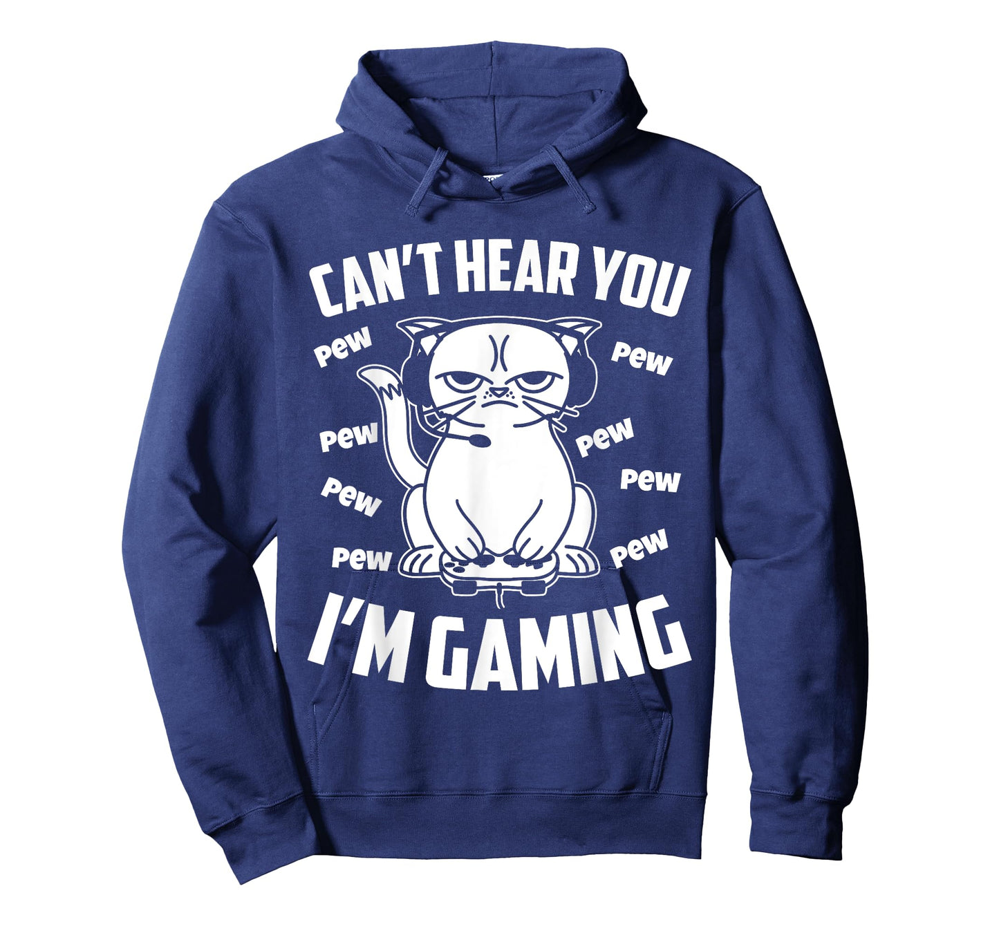 Can't hear you I'm gaming, Funny Gamer Cat T-Shirt for Men Women Girls Kids