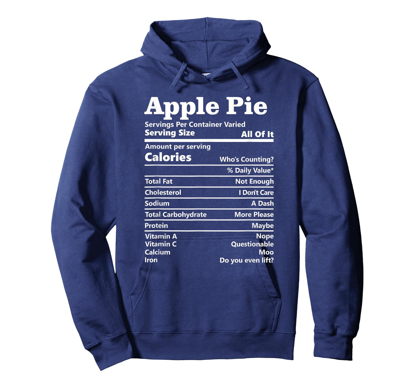Apple Pie Nutrition Facts Funny Thanksgiving Food Label T-Shirt