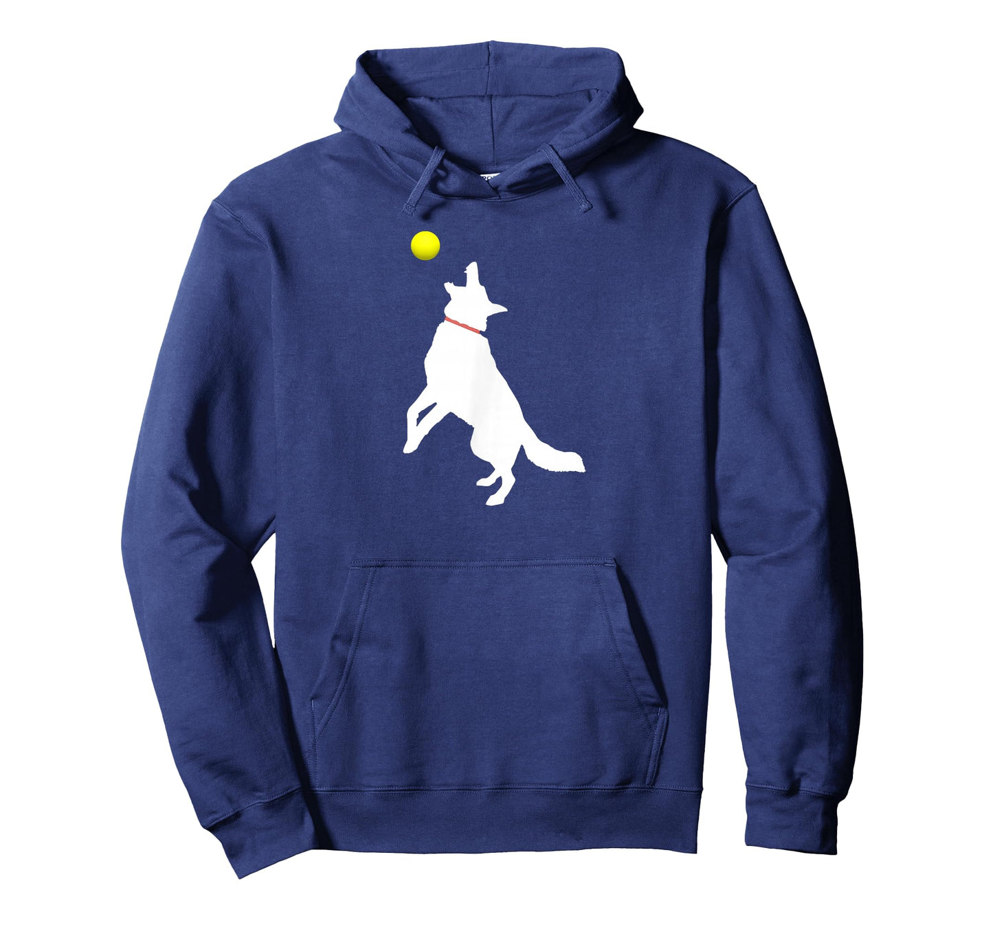 White German Shepherd Dog GSD Catching Yellow Tennis Ball T-Shirt