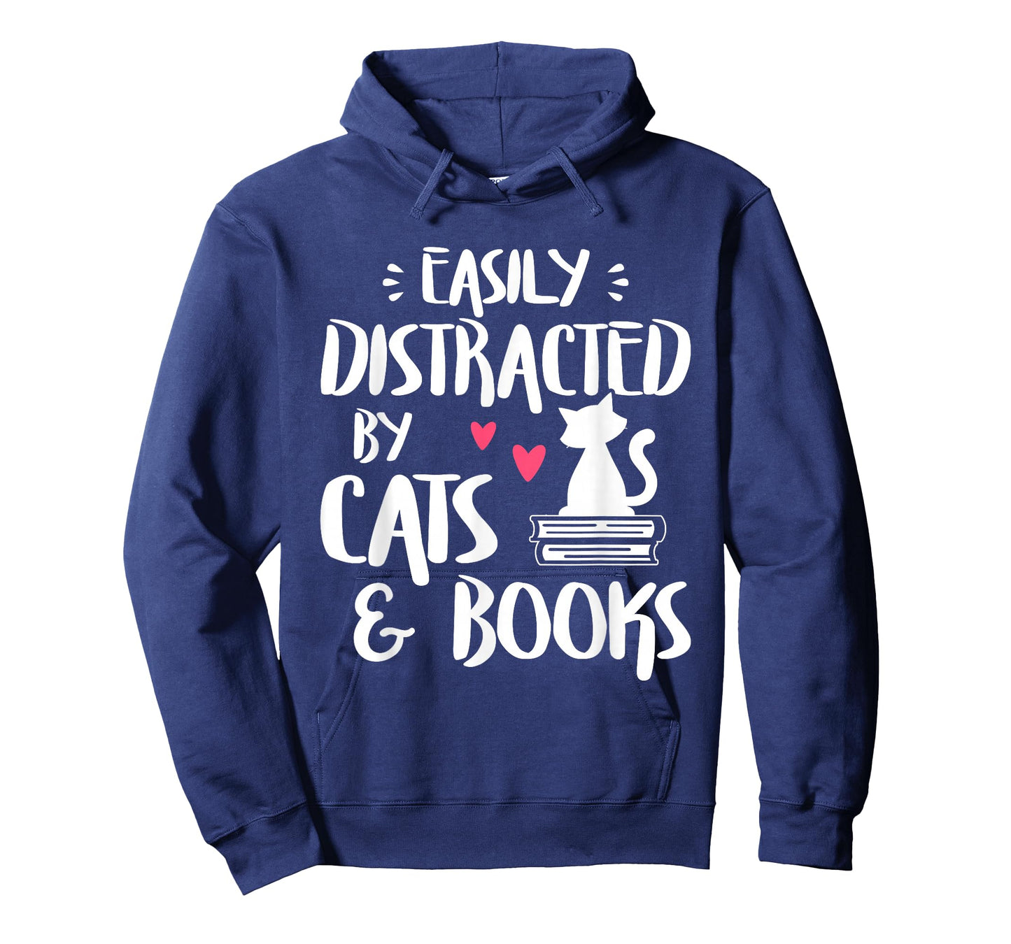 Easily Distracted by Cats and Books - Cat & Book Lover,Short Sleeve T-Shirt