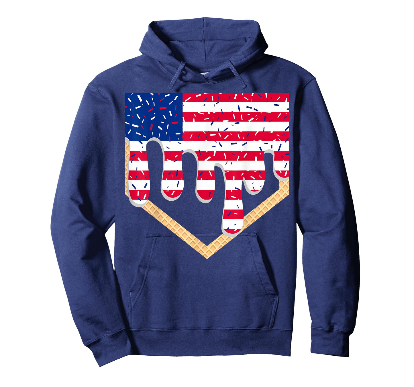 Baseball Ice Cream Drip Patriotic American Flag 4th Of July T-Shirt