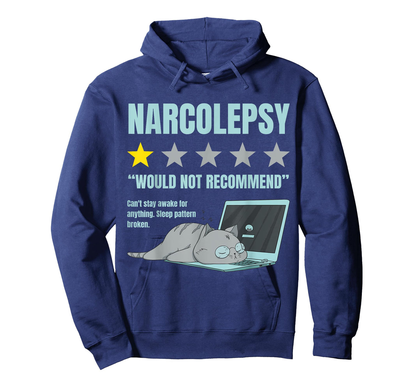 Narcolepsy Shirt Designs by ZAR - Narcolepsy Awareness, Funny Cat Design, Black Unisex Adult T-Shirt, Small