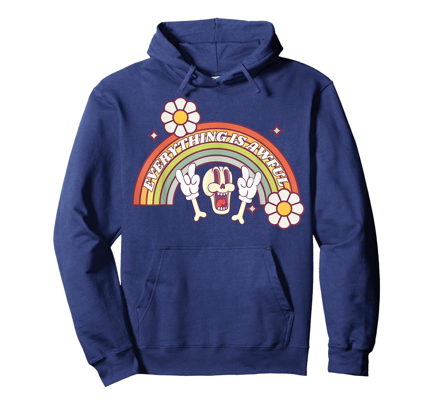 Everything Is Awful Vintage Retro Happy Skeleton Rainbow T-Shirt
