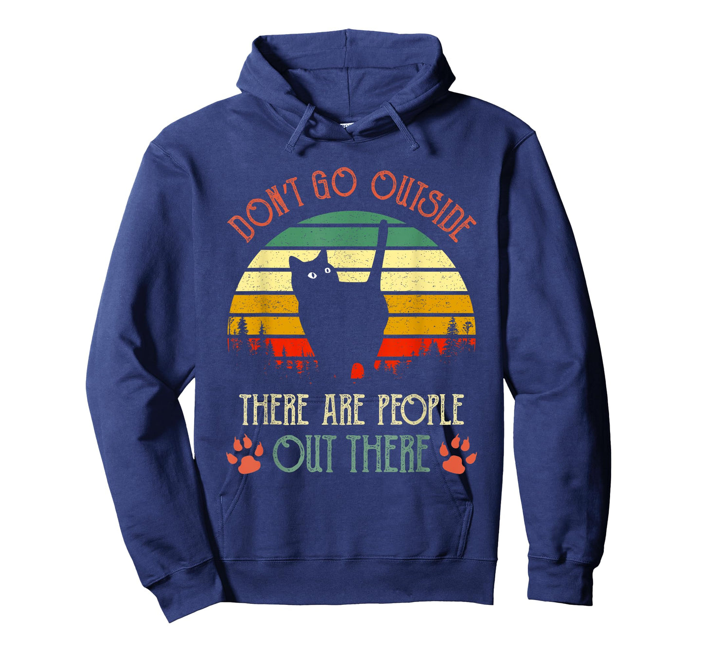 Vintage Cat Don't Go Outside There Are People Out There Gift T-Shirt