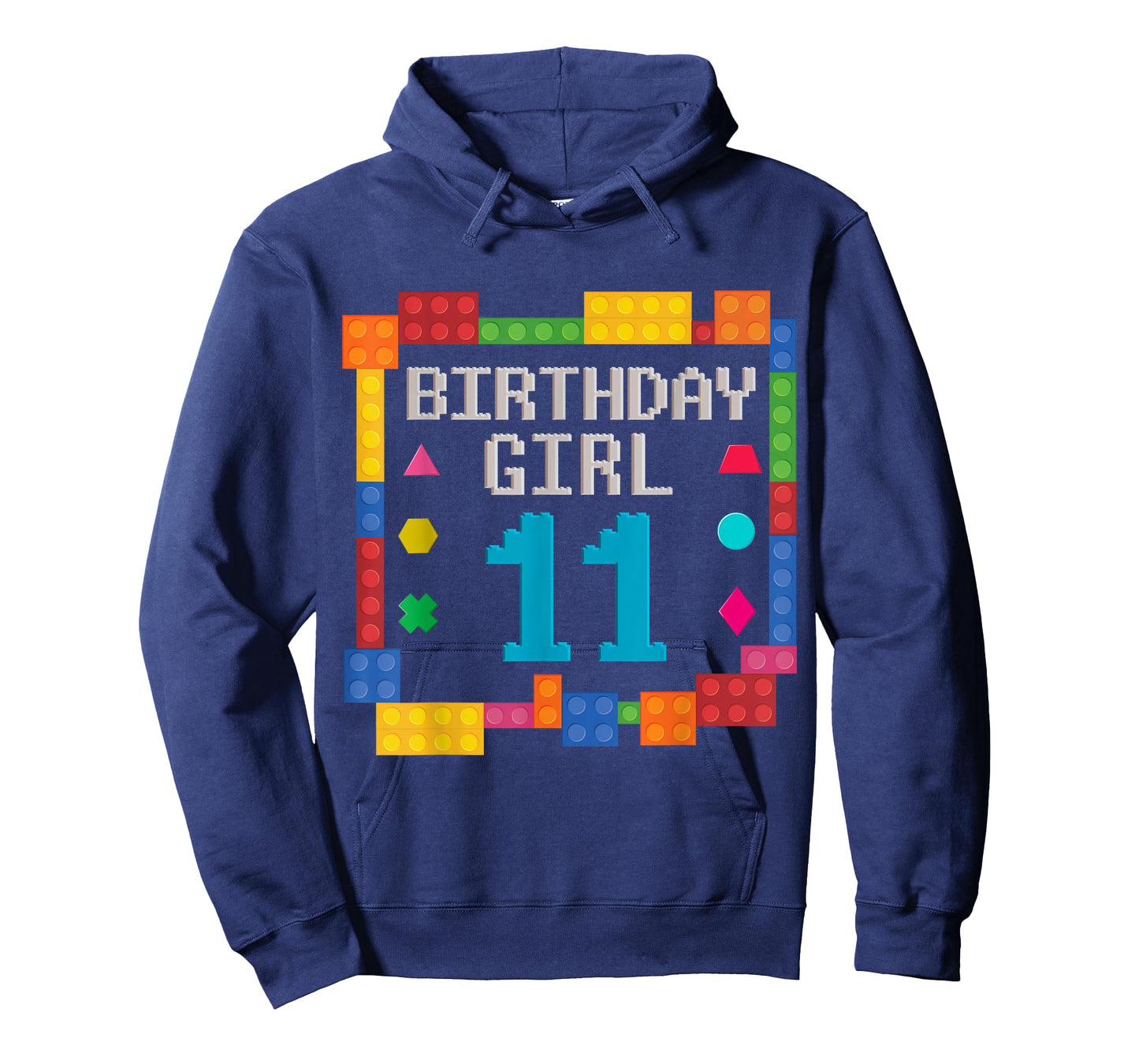 Cute 11th Birthday Gift 11 Years Old Block Building Girl Kid T-Shirt