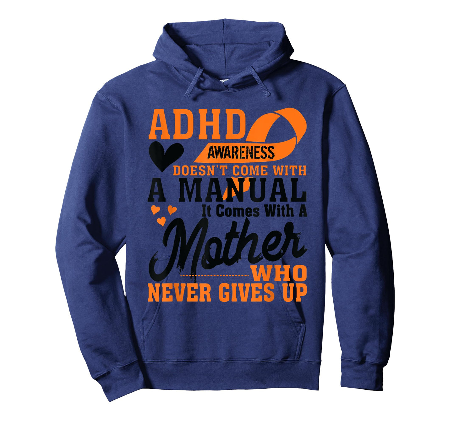 ADHD Warrior Squad Orange Ribbon Mother who Never to Give up T-Shirt
