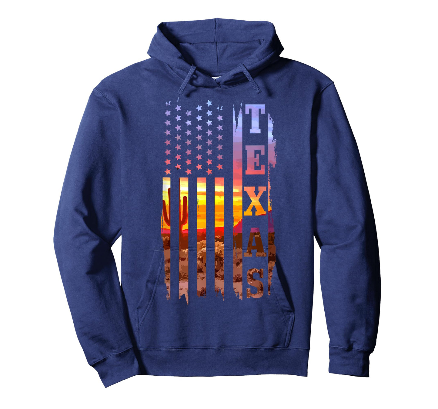 Texas American Flag Pride Landscape Cactus T-Shirt