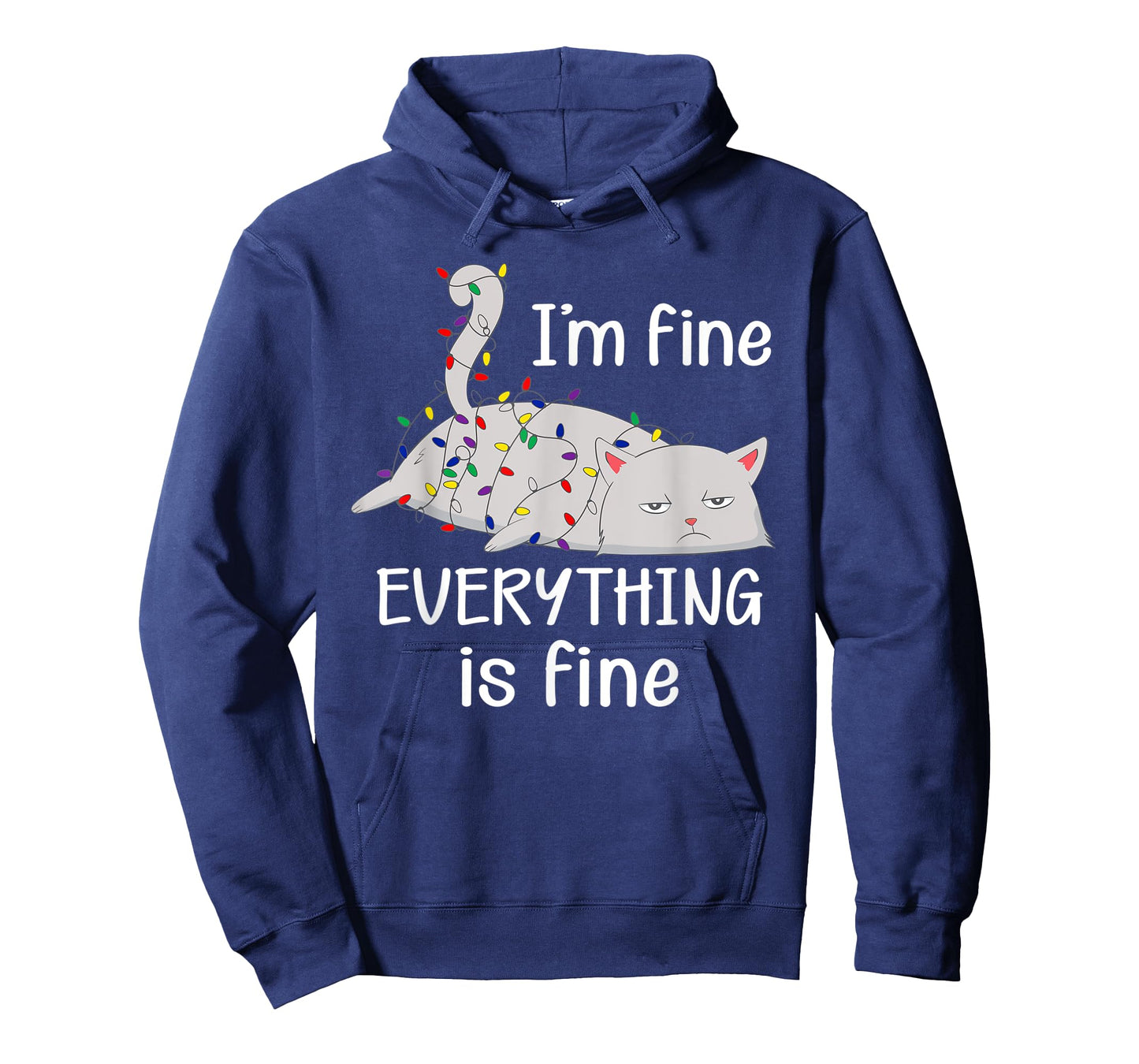 I'm Fine Everything is Fine Christmas Lights Funny Cat Lover T-Shirt