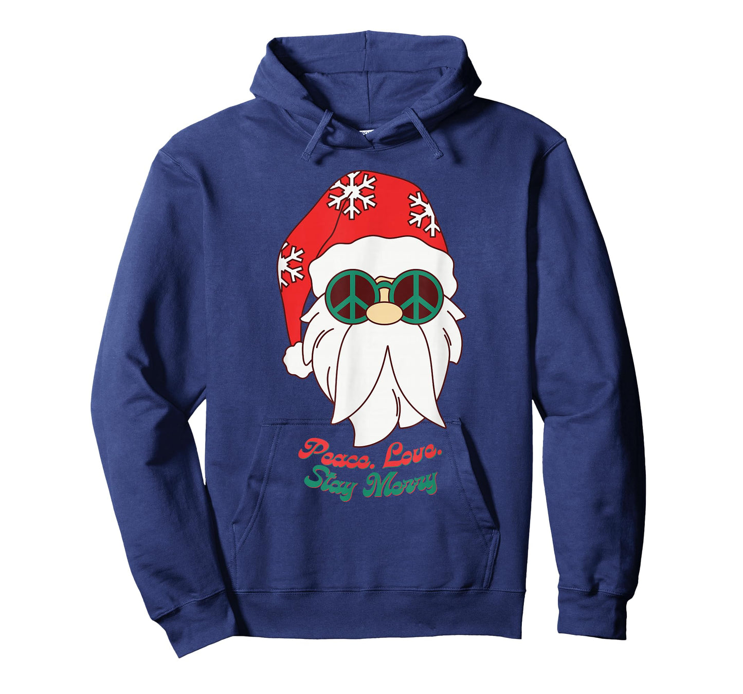 Hippie Santa Groovy Peace Sign Funny Christmas T-Shirt