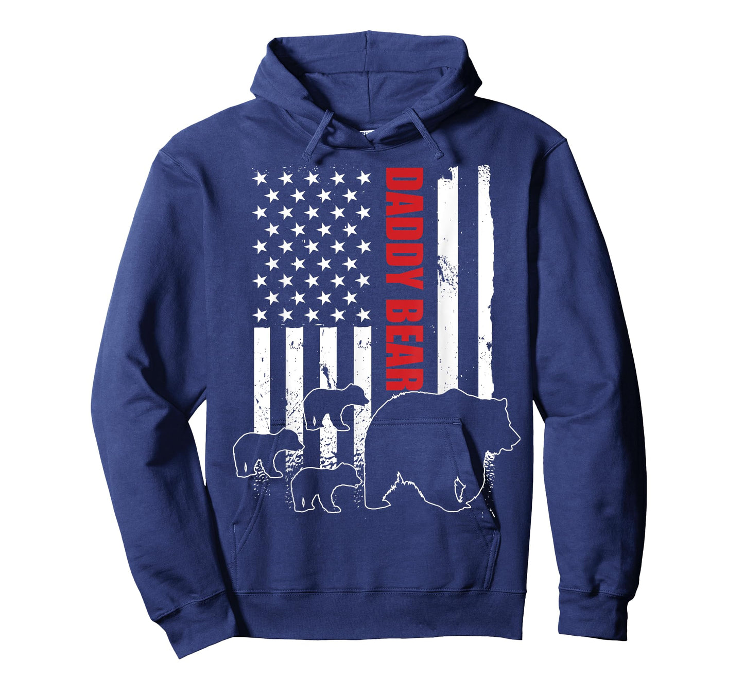 Daddy Bear with 3 cubs American Flag Daddy Bear Triplets T-Shirt
