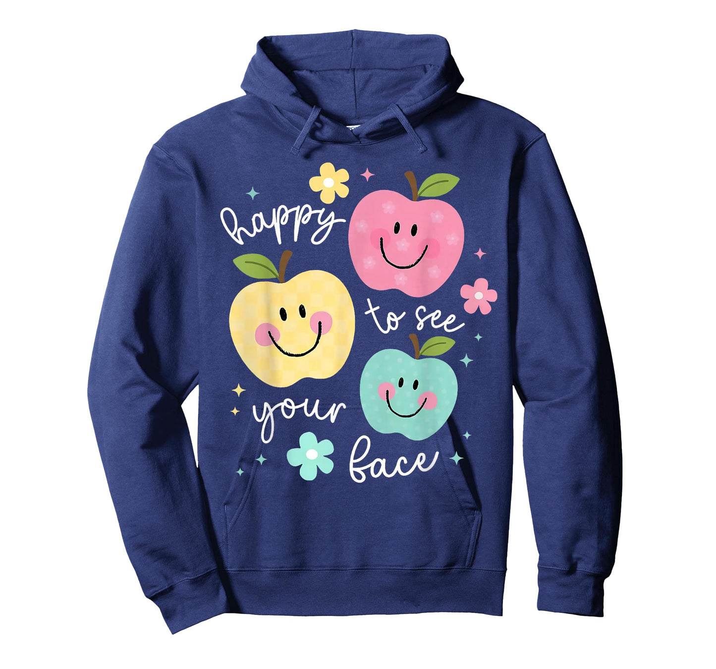 Happy to See Your Face Groovy Apple Smile Face Teacher T-Shirt