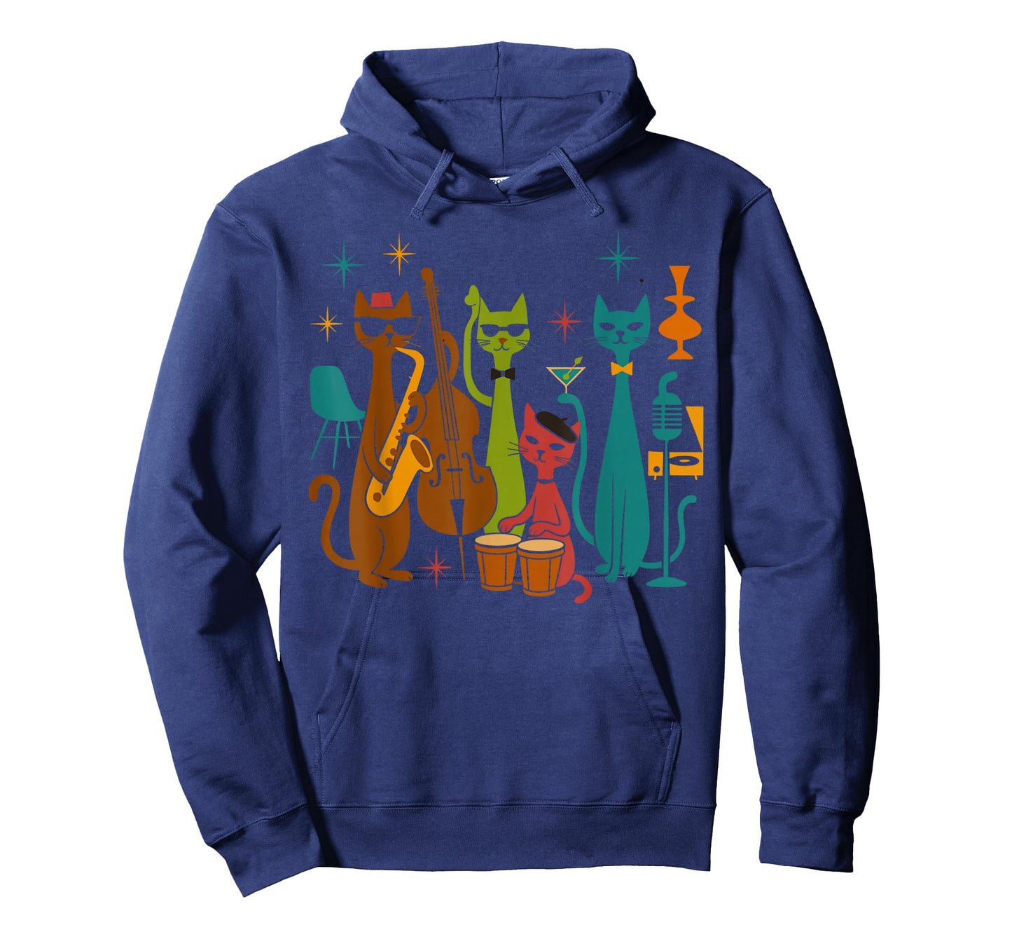 Vintage Mid Century Modern Look Cat Band 50s 60s Style T-Shirt