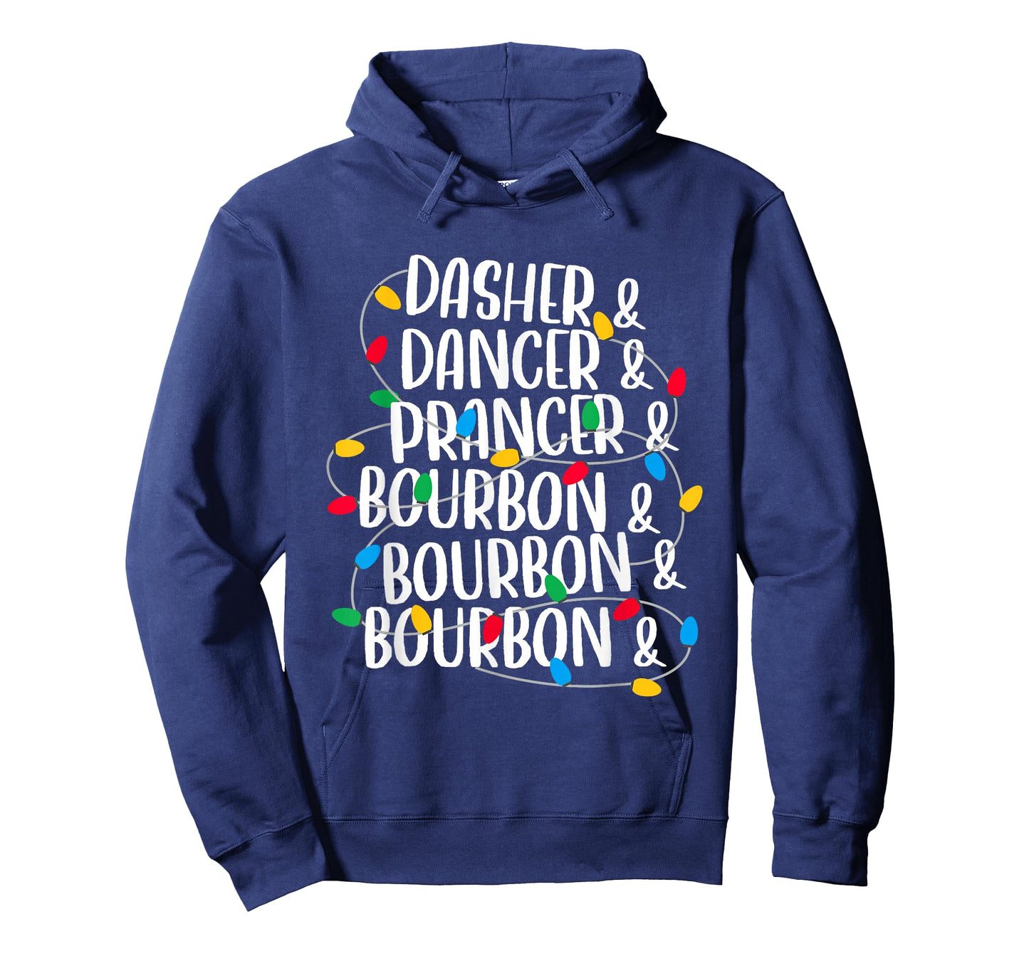 Dasher Dancer Prancer & Bourbon Christmas Lights Reindeer T-Shirt