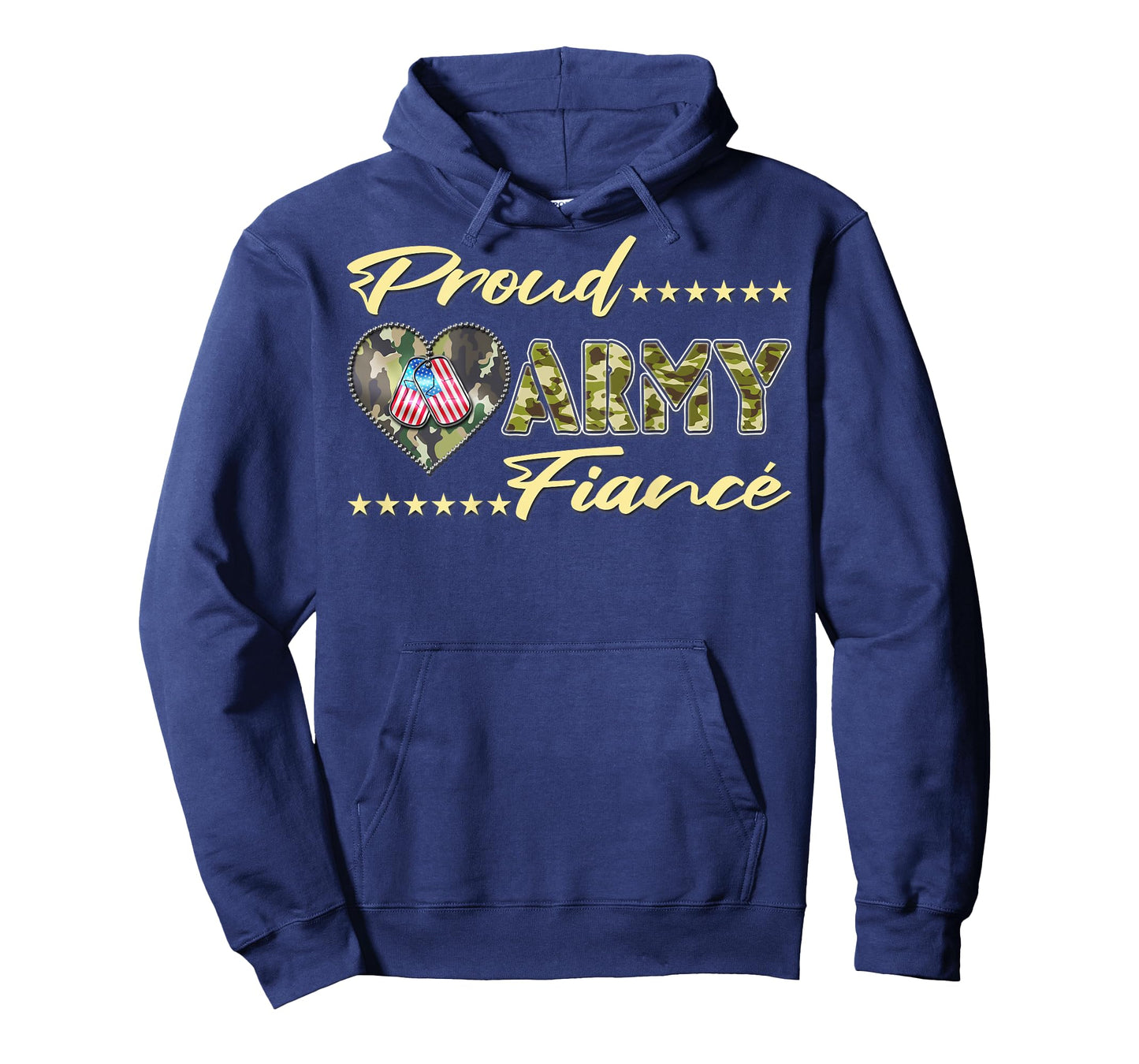 Mens Proud Army Fiance US Flag Dog Tag Heart Military Lover Gifts T-Shirt
