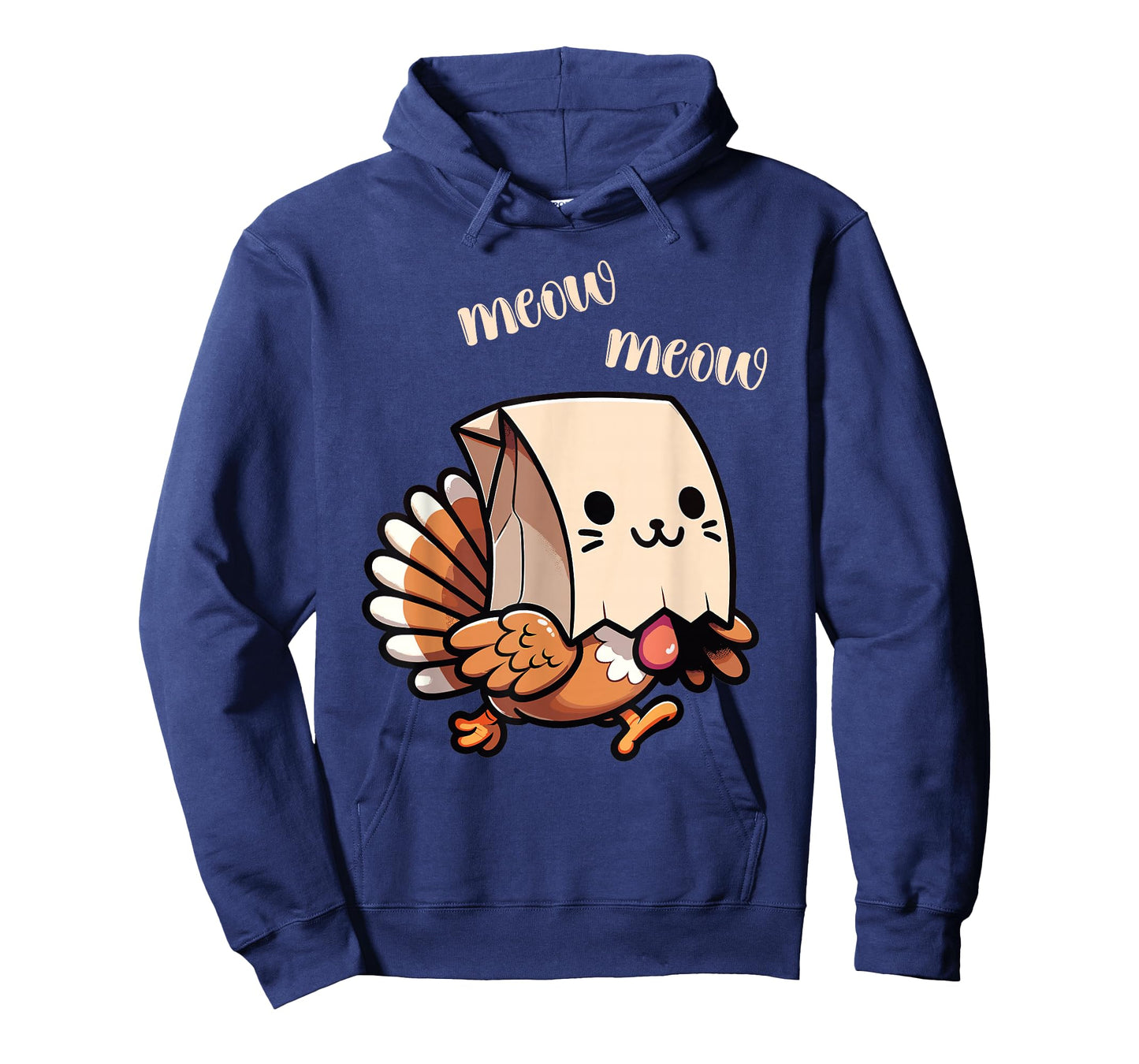 Funny Thanksgiving Fake Cat Meow with Turkey Men Women Kids T-Shirt
