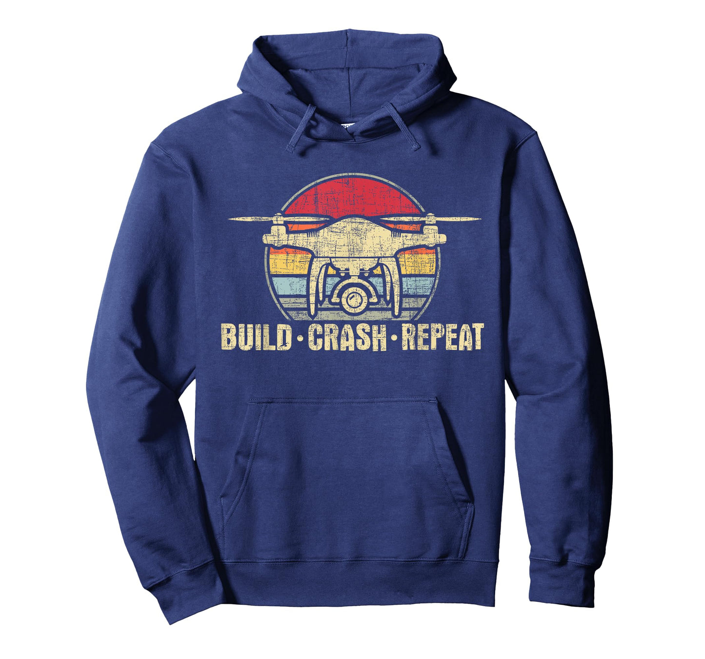 Funny Drone Shirts - Build Crash Repeat - Drone Pilot Quadcopter FAA Certified Unisex-Adults Black T-Shirt
