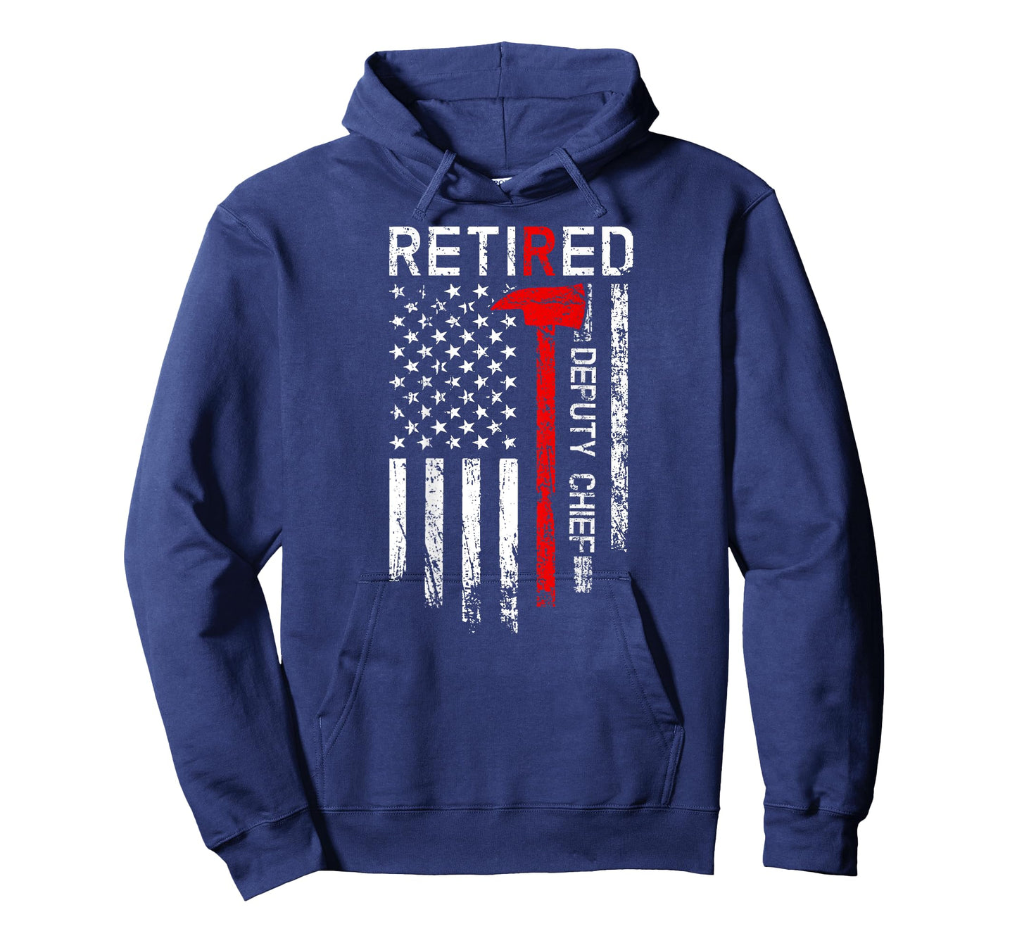 Retired Deputy Chief Firefighter USA Flag DESIGN ON BACK T-Shirt