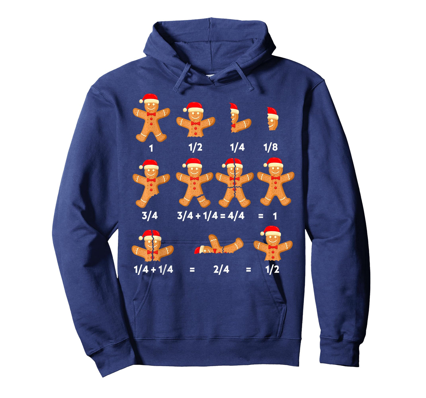Christmas Math Teacher Equation Gingerbread Cookie Santa Hat Men Women Kids T-Shirt