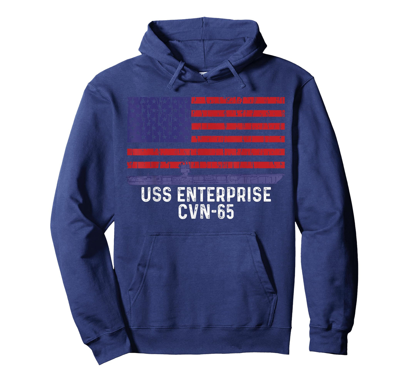 USS Enterprise CVN-65 Aircraft Carrier Vintage USA Flag T-Shirt