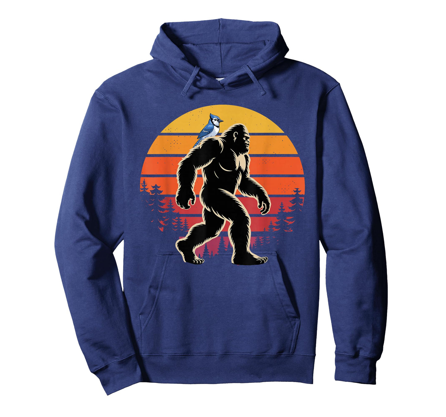 Blue Jay Bird Watching Sasquatch Bigfoot Vintage Retro Funny T-Shirt