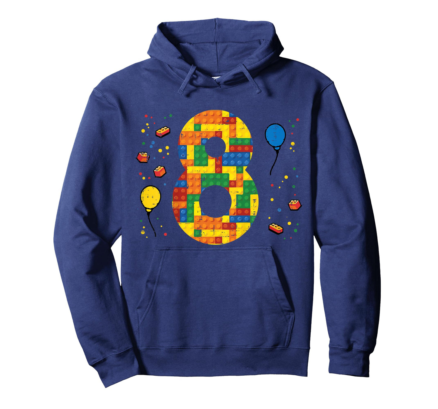 Kids 8th Birthday Blocks Building Bricks 8 Year Old Boys Kids T-Shirt