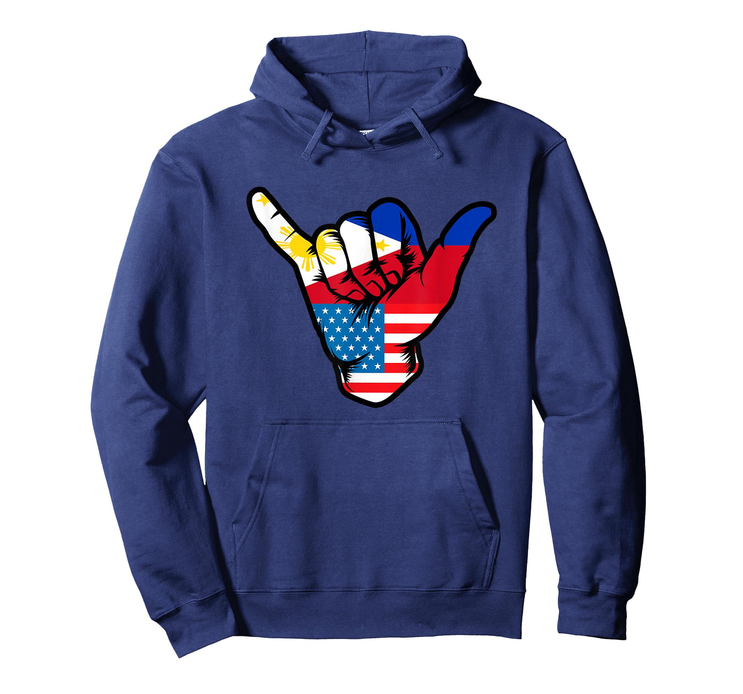 Half Filipino and American Philippines USA Flag Shaka Hand T-Shirt