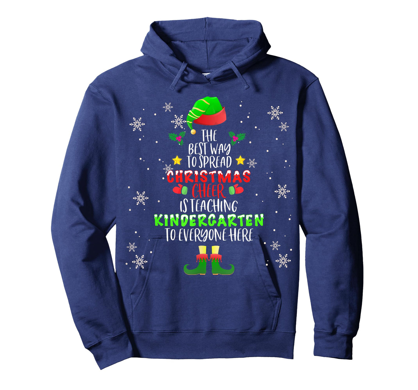 Christmas Cheer Is Teaching Kindergarten Santa Elf Teacher Men Women Kids T-Shirt