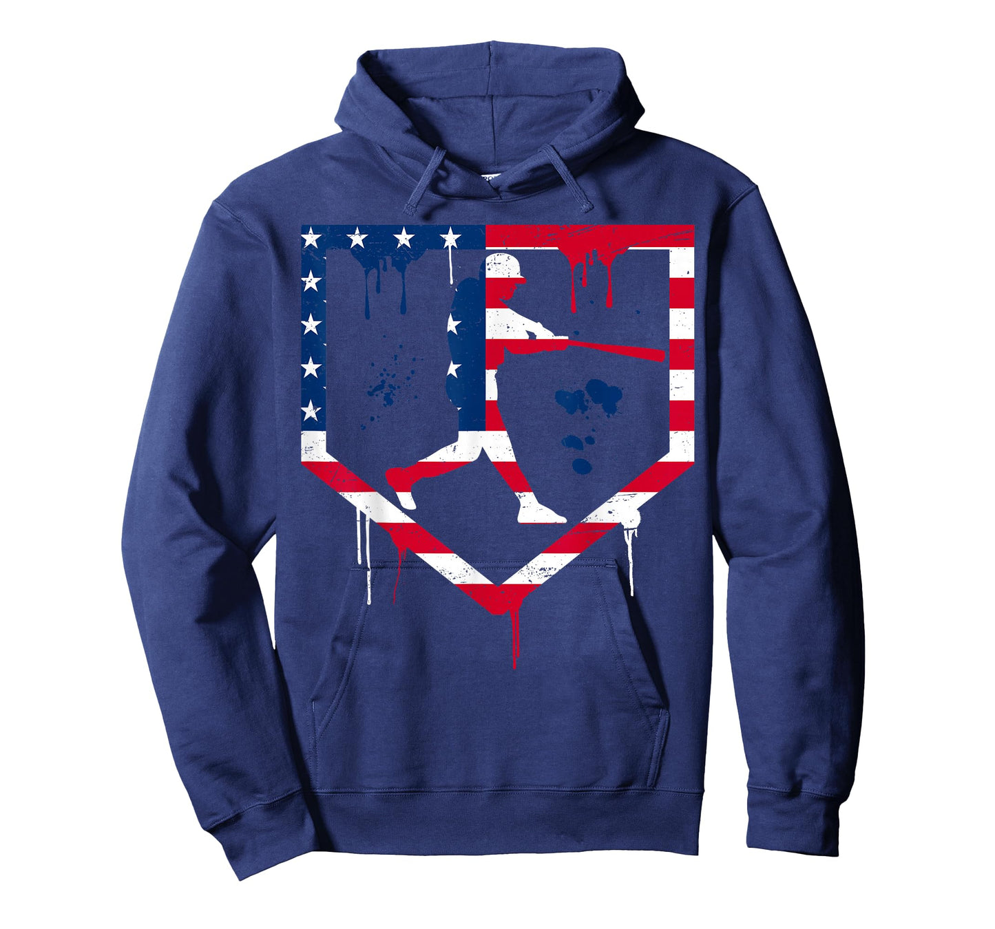 Baseball Drip American Flag Bat 4th of July Patriotic Boys T-Shirt