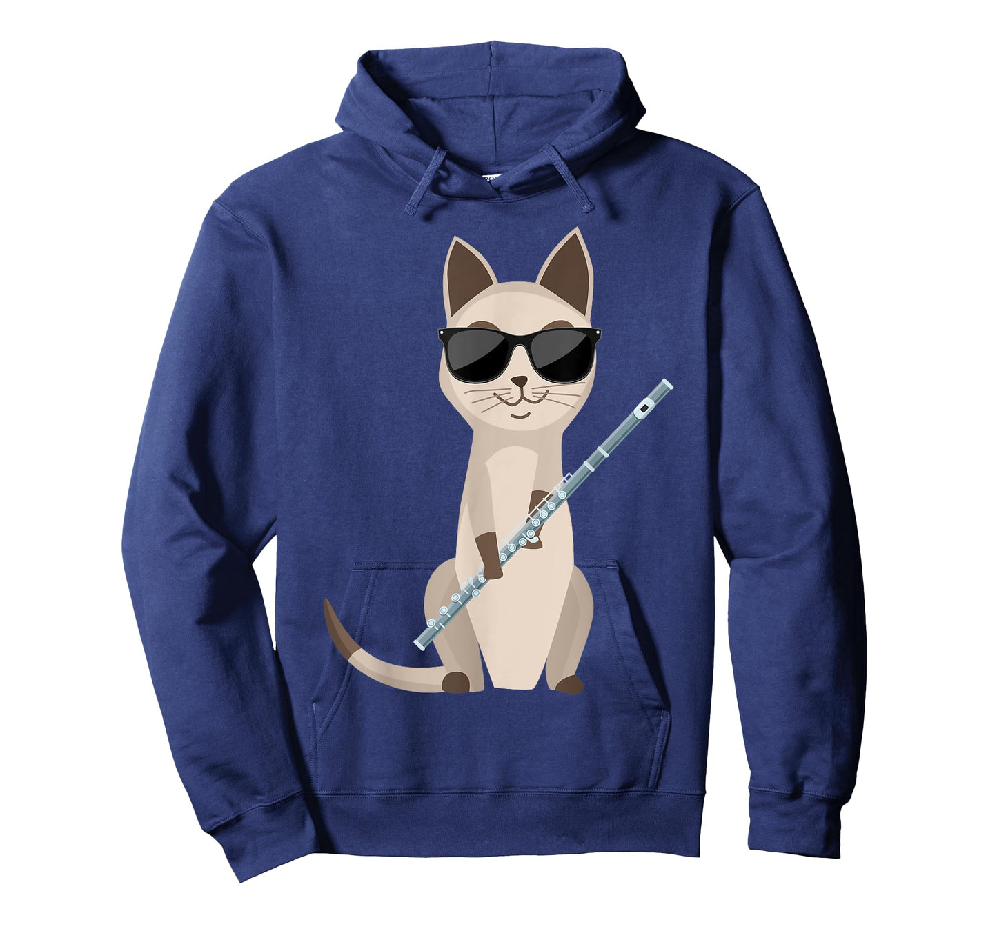 Funny Cat Wearing Sunglasses Playing Flute Flutist Cat T-Shirt for Men Women Girls Kids