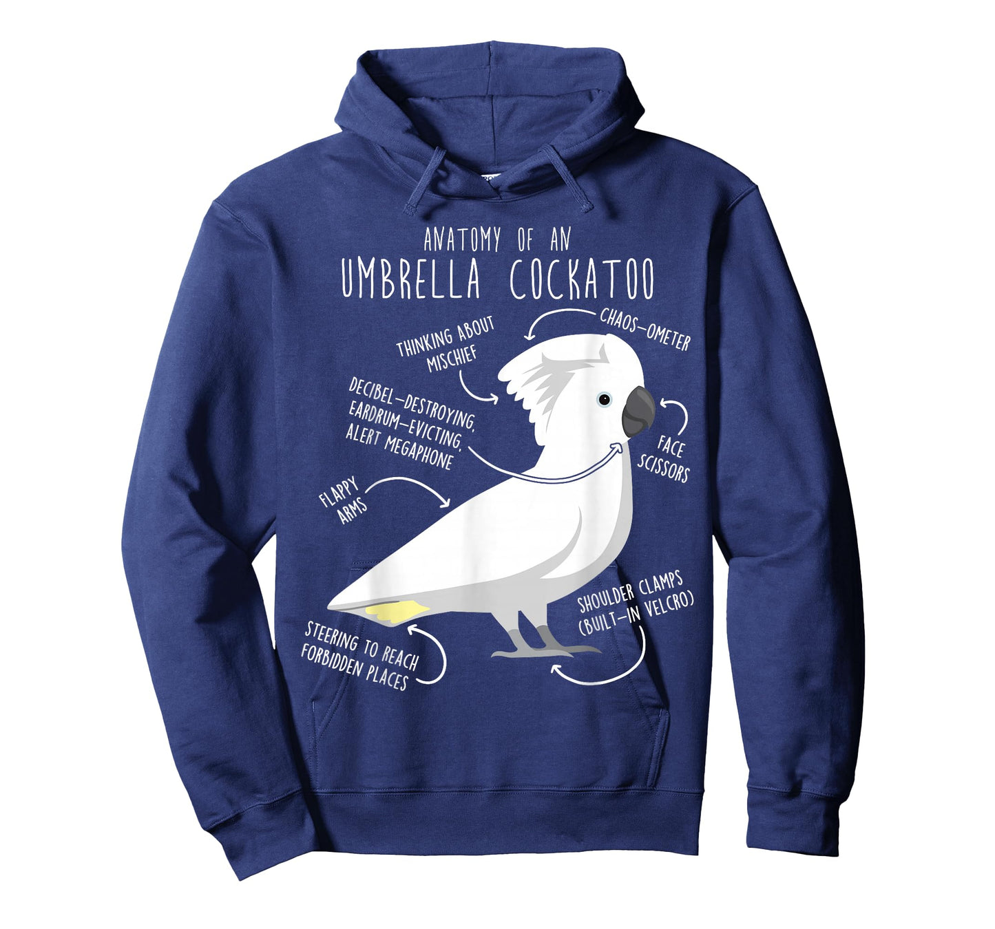 Umbrella Cockatoo Parrot Anatomy Funny Cute Pet Bird Mom Dad T-Shirt