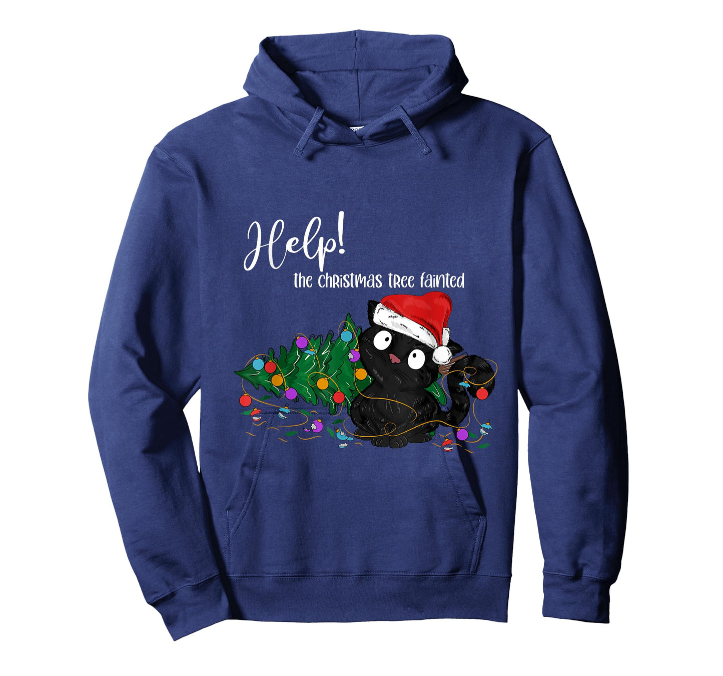 Help The Christmas Tree Fainted Funny Black Cat Troublemaker T-Shirt