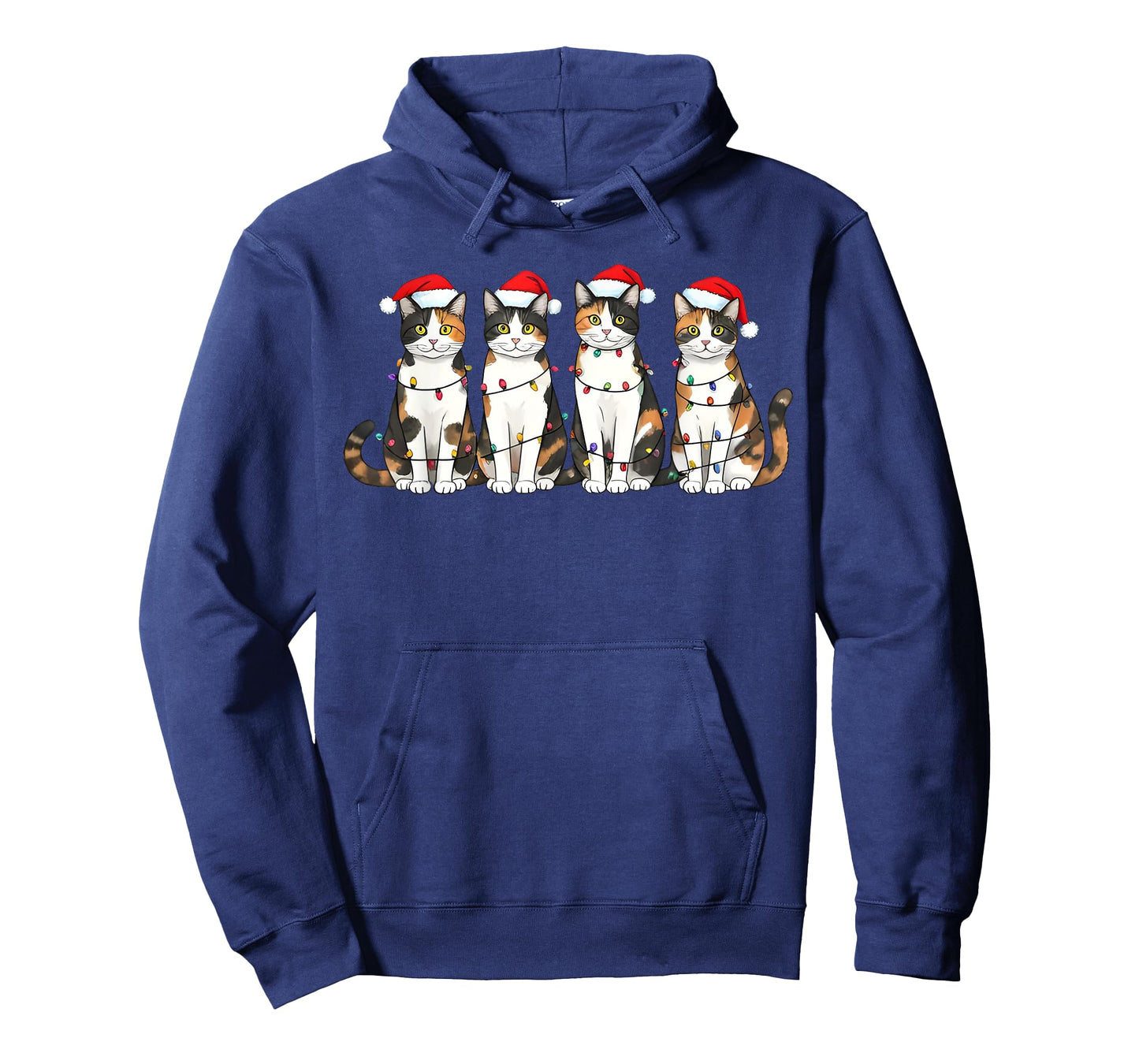 Calico Cat Santa Christmas Lights T-Shirt for Men Women Kids