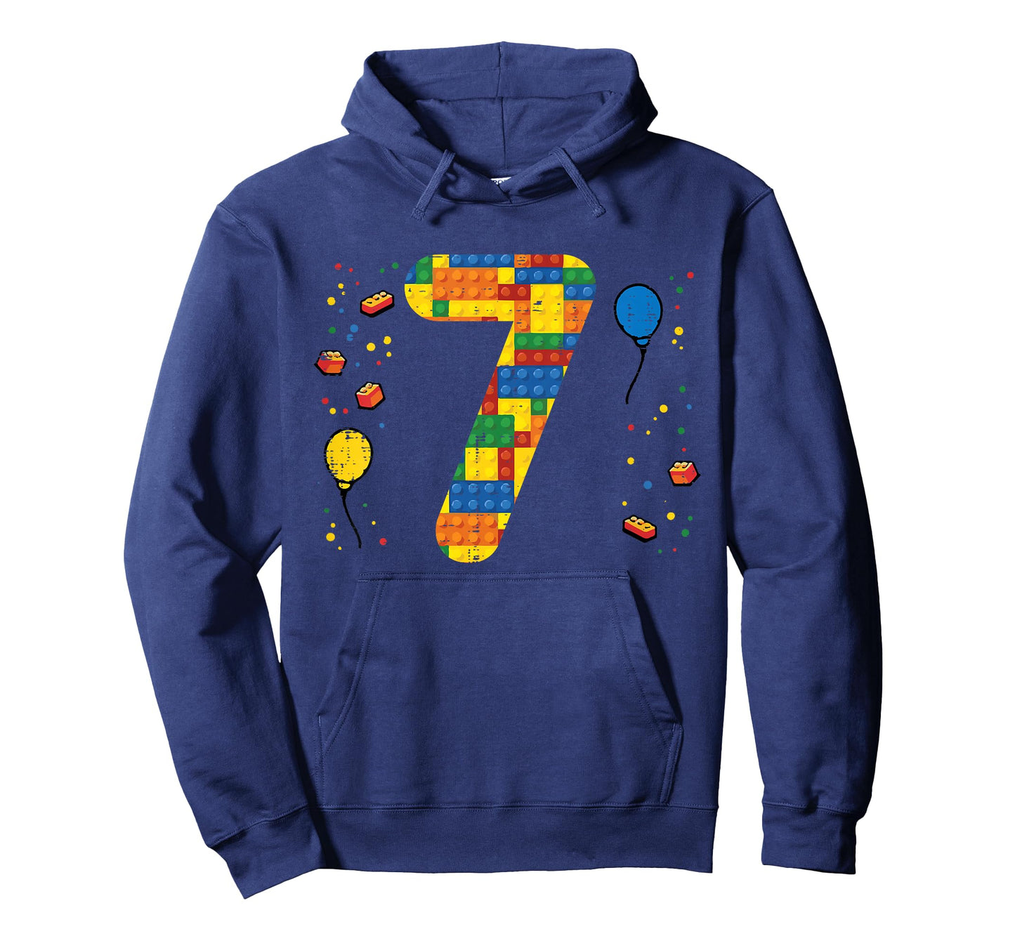 Kids 7th Birthday Blocks Building Bricks 7 Year Old Boys Kids T-Shirt
