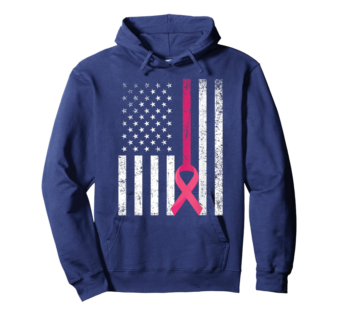 Breast Cancer Awareness Support Pink Ribbon American Flag T-Shirt