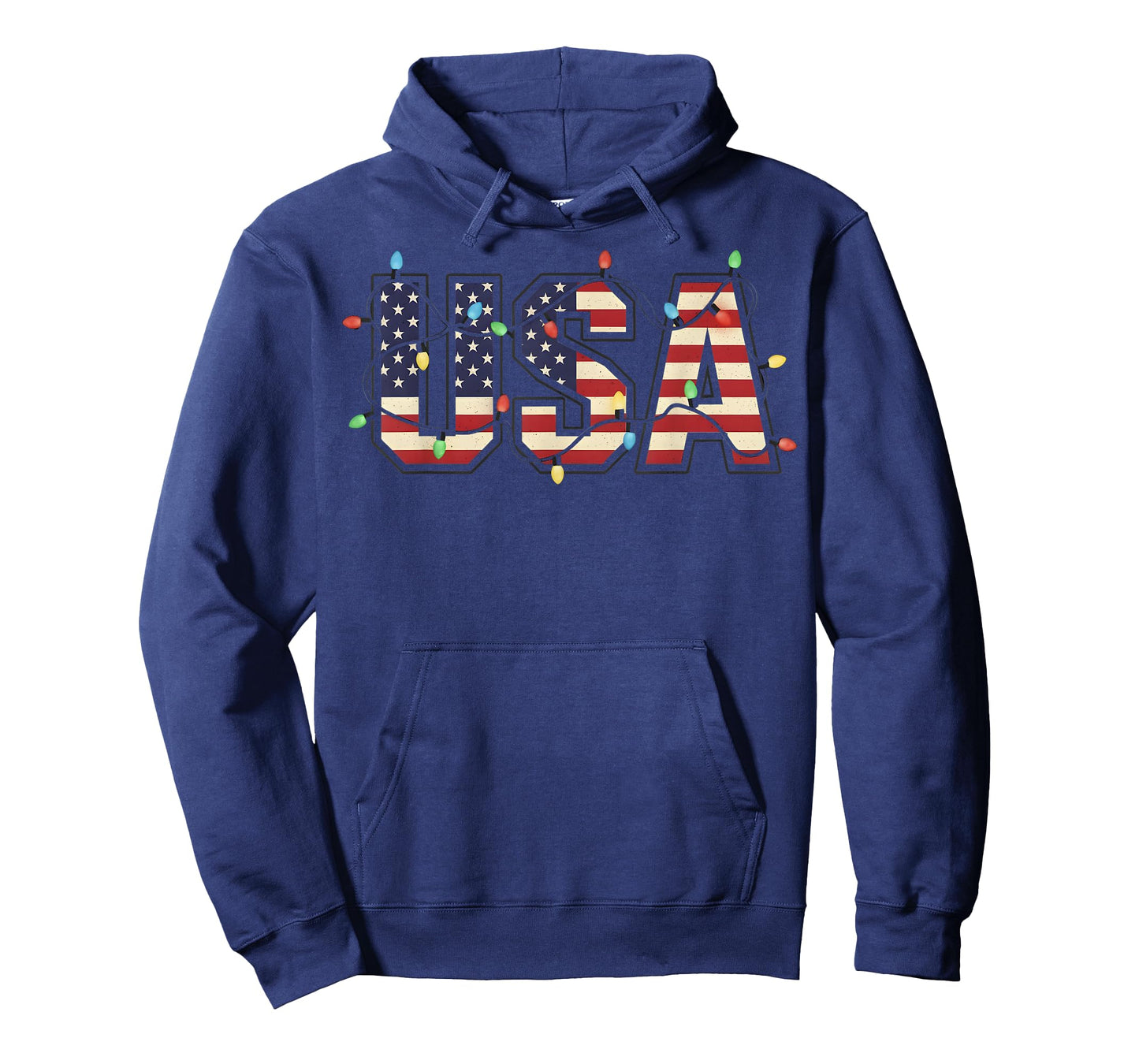 USA 4th of July US Flag Xmas Lights Christmas America T-Shirt