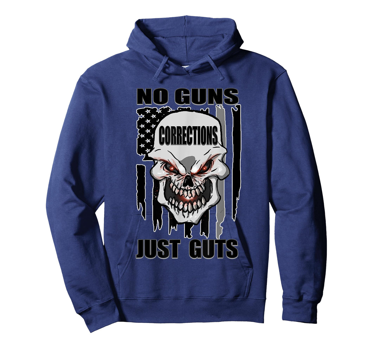 Corrections Officer No Guns Just Guts US Flag Silver Line T-Shirt