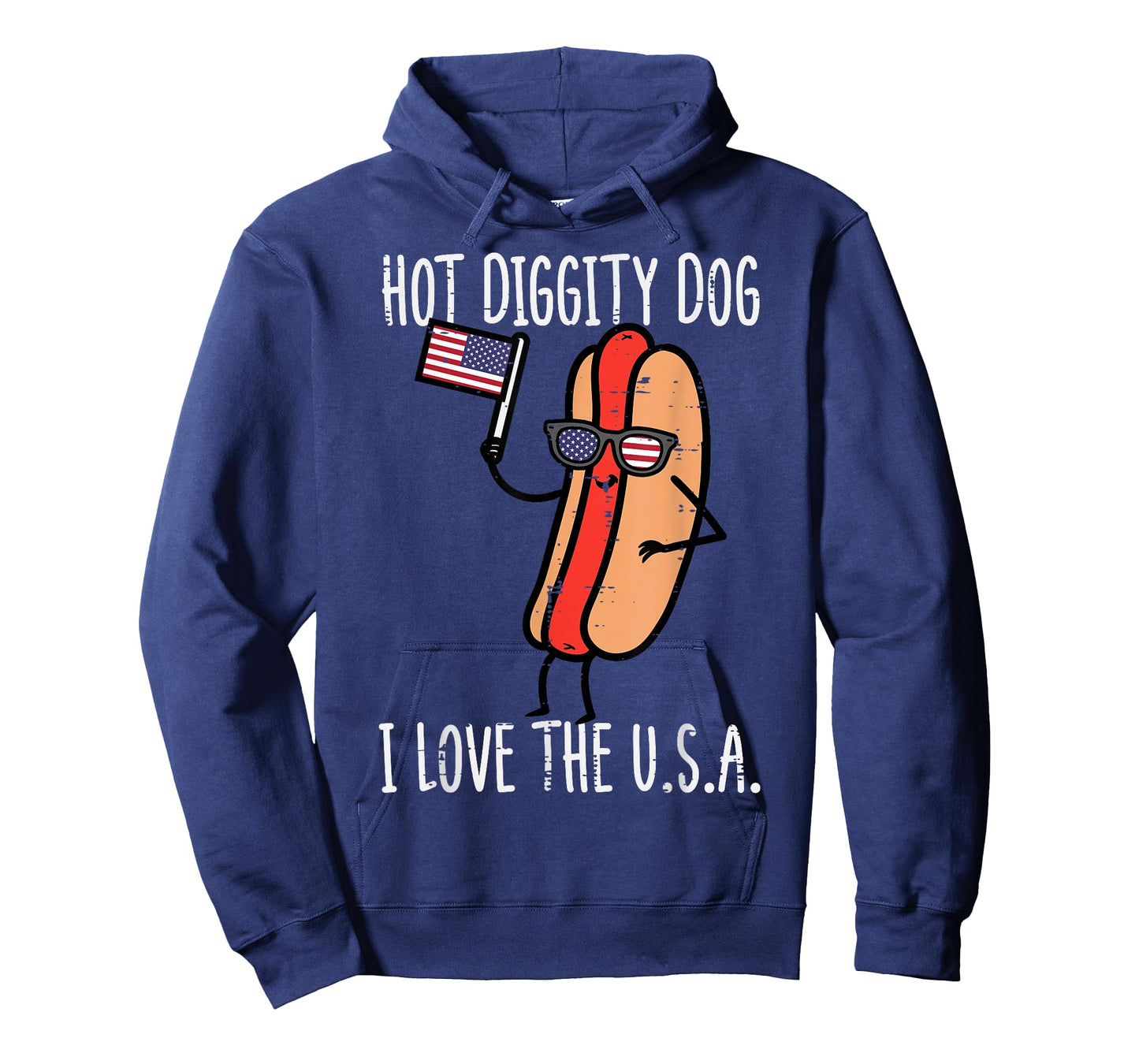 4th July Hot Diggity Dog USA Flag Funny Hotdog Men Women Kid T-Shirt