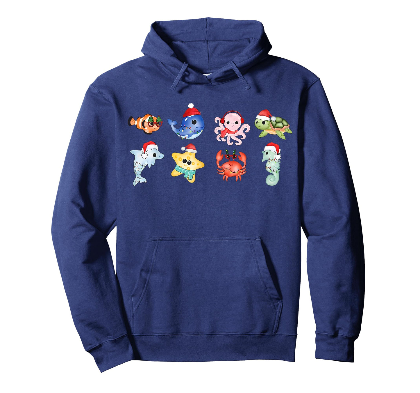 Cute Sea Animal Christmas Santa Hat Sea Turtle Ocean Animal T-Shirt