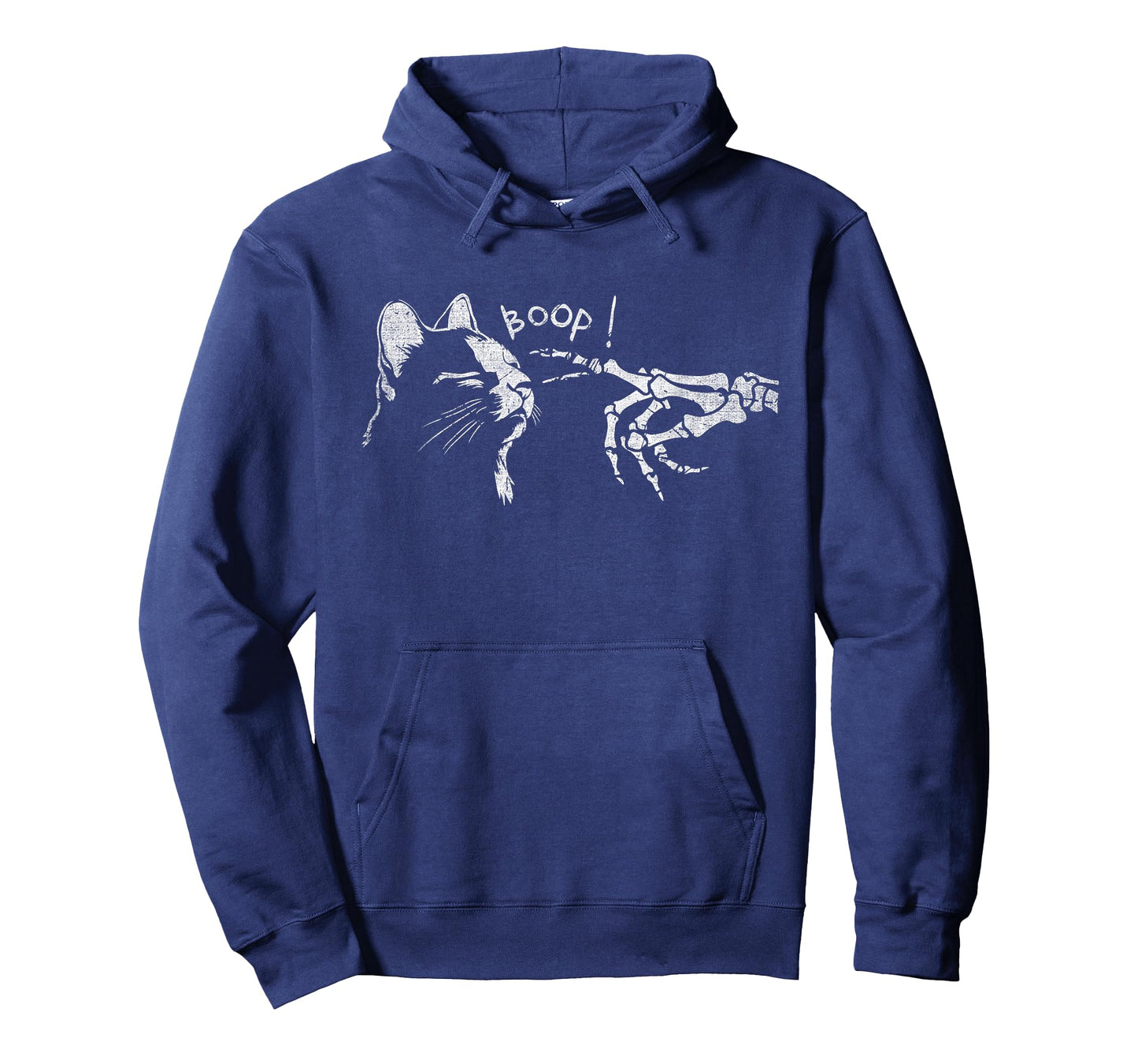 Black Cat Skeleton Hand Boop On A Cat's Nose Funny Halloween T-Shirt