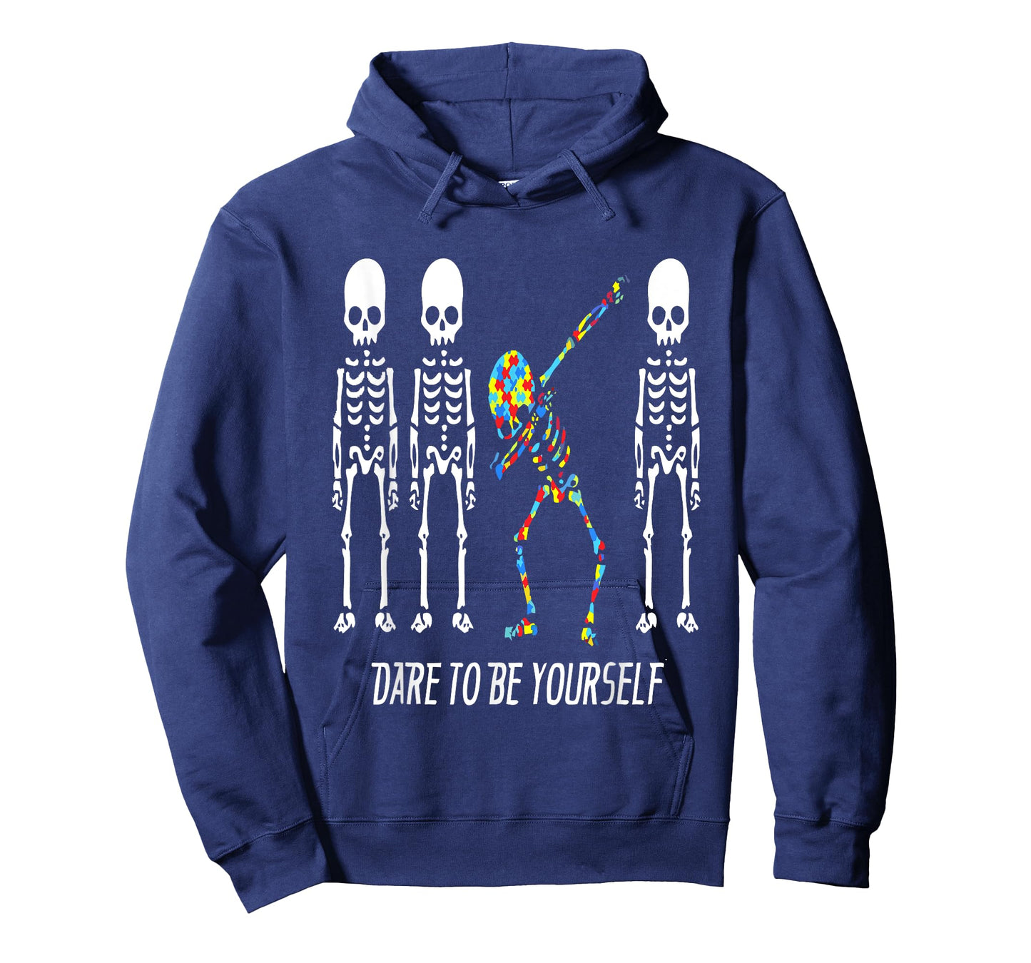 Dare To Be Yourself Dabbing Skeleton Autism Awareness T-Shirt