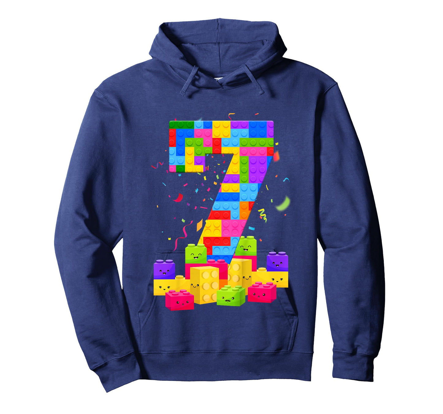7 Years Old Builder Boy Girl Building Blocks 7th Birthday T-Shirt