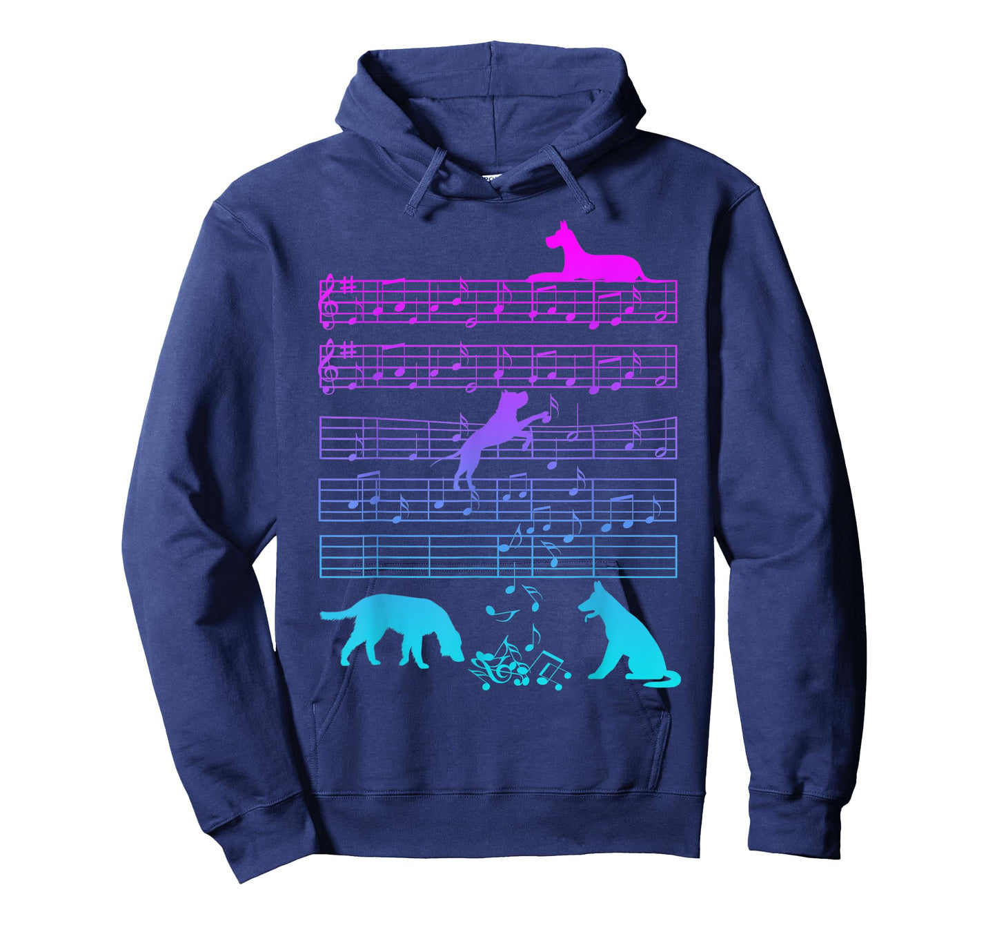 Cute Dog Playing Music Note Clef Musician Arts T-Shirt for Men Women
