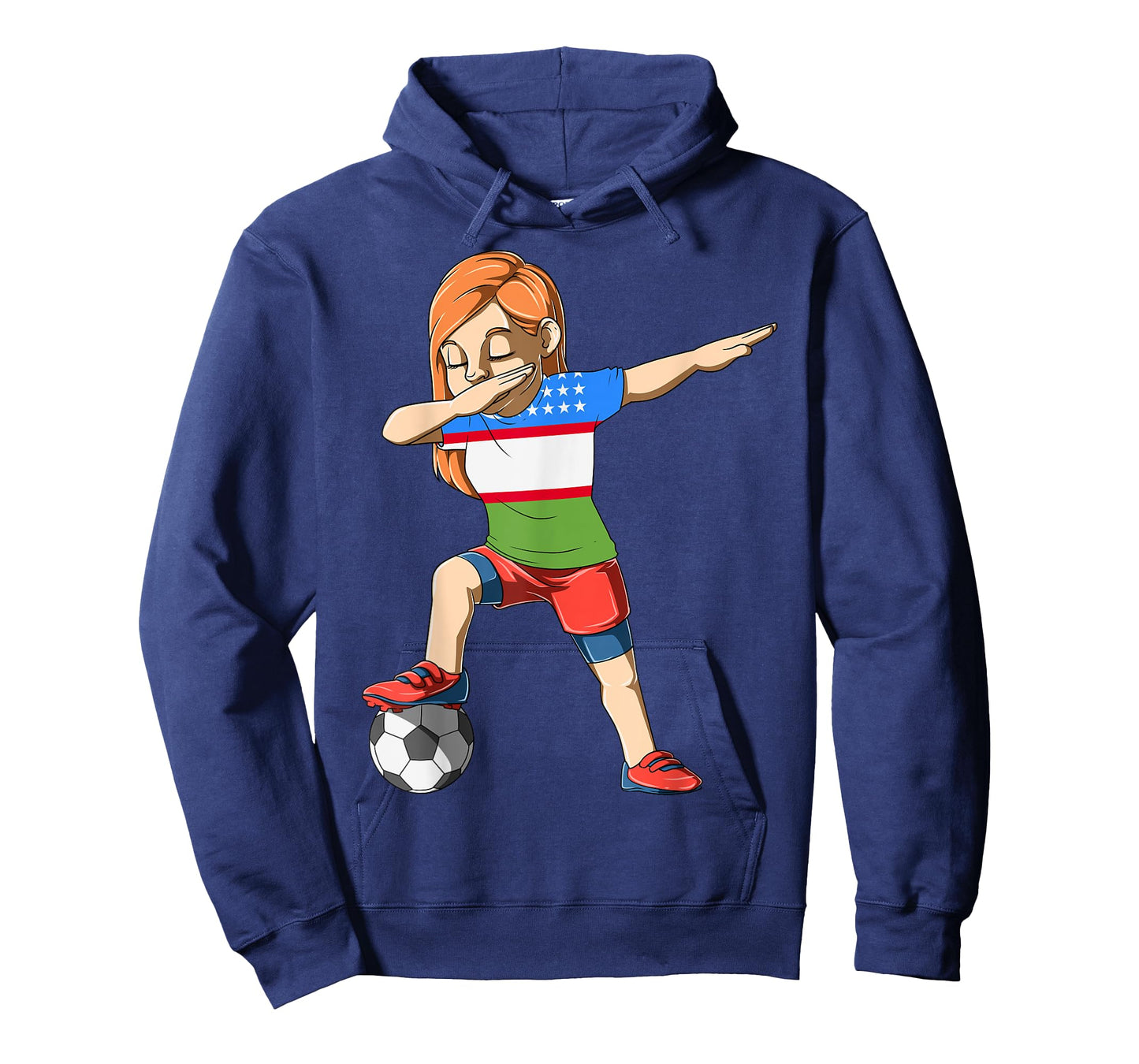 Dabbing Soccer Girl Uzbekistan Jersey Uzbek T-Shirt