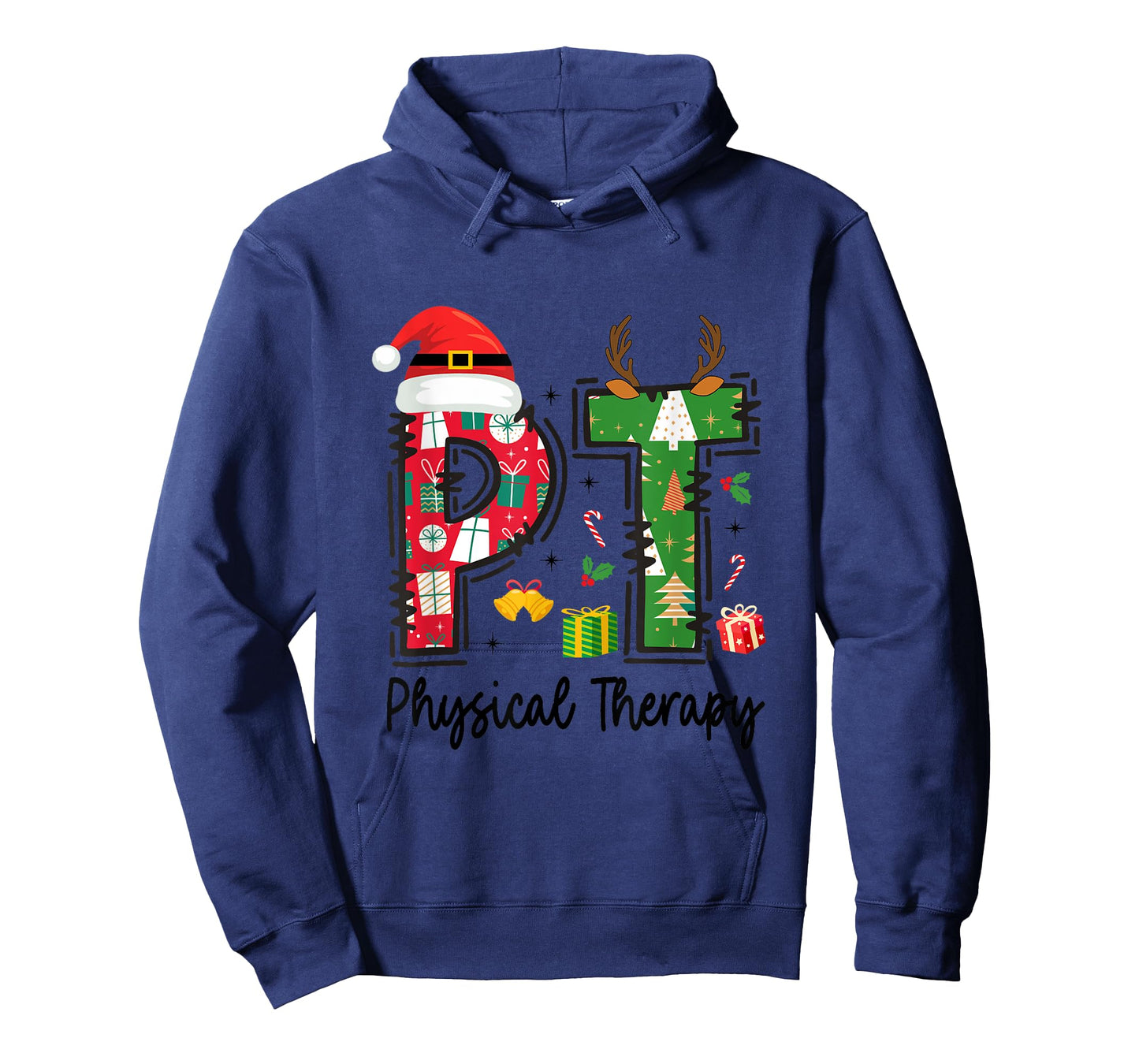 Christmas Physical Therapy Ls Unisex-Adults T-Shirt Grey Small Classic Fit Short Sleeve Graphic Cartoon Holiday Physical Therapy Therapist Xmas T-Shirt